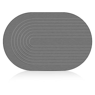 Imagem de Elfcool Tapete de banho de pedra de terra de diatomáceas tapete de chuveiro antiderrapante de secagem rápida tapete de pedra de banho super absorvente para banheiro cozinha balcão (cinza escuro)