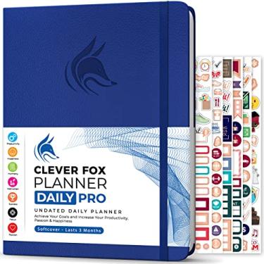 Imagem de Clever Fox Planner Daily PRO – Agenda diária de 21,5 x 28 cm tamanho A4 e diário de gratidão para aumentar a produtividade, gerenciamento de tempo e atingir seus objetivos – sem datas – dura 3 meses (azul royal)