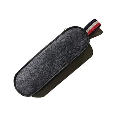 Imagem de 1 peça portátil de feltro de viagem estojo de armazenamento para transporte de utensílios de mesa com zíper bolsa de pauzinhos para colher garfo pauzinhos suporte de utensílios (cinza escuro)