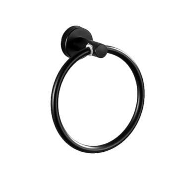 Imagem de Suporte de papel higiênico preto fosco dourado, gancho de barra de toalha, anel de toalha, kit de prateleira de banheiro de aço inoxidável, conjunto de ferragens de banheiro, preto, anel de toalh