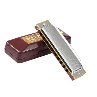 Imagem de Para Iniciantes harmônica 10 Buracos 20 Tons Azuis Gaita Afinação Melodica Boca Órgão Chave De C Com Caso De Armazenamento Para Iniciantes Presente Musical