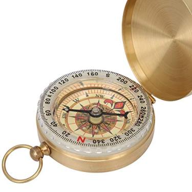 Imagem de Bússola, Relógio de Bolso Estilo retrô de Latão Tipo Bússola Luminosa Com Tampa, Rotação de 360 ​​graus, Fácil de Transportar para Decoração de Escritório, Coleção de Artesanato,