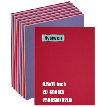 Imagem de Hysiwen 20 folhas de cartolina colorida para Dia dos Namorados 21 x 28 cm, 250 g/m² de espessura para fazer cartões, convites, artesanato em papel ou desenho (vermelho, rosa, roxo)