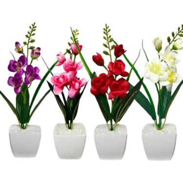 Imagem de Arranjo De Flores Orquídeas Artificiais Kit 4 Decoração