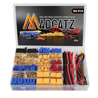 Imagem de 183 peças MADCATZ T-Plug, EC3/EC5, XT30/60/90 adaptadores de conector macho e fêmea com fio de silicone de 14 awg e tubo termorretrátil para acessórios de motor de bateria RC ESC Lipo