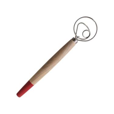Imagem de Misturador De Massa De Pão Dinamarquês Resistente Em Aço Inox e Cabo de Madeira Deli&co| Danish Whisk