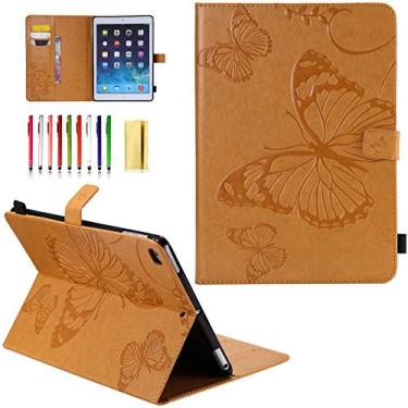 Imagem de UUCOVERS Capa para iPad 6ª/5ª geração de 9,7 polegadas 2018/2017, para iPad Air 2/Air 1 com suporte/porta-lápis/bolso [despertar/hibernar automaticamente] Capa inteligente em relevo para iPad 9,7