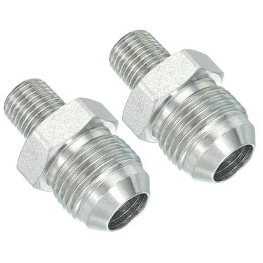 Imagem de PATIKIL Conector adaptador de tubo 7/20.3 cm macho 37 ° Flare JIC x 1/10.2 cm macho R encaixe de tubulação 2 peças conector hidráulico de encaixe de restrição de alimentação de óleo para sistema de