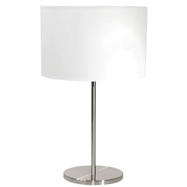 Imagem de Luminária de Mesa Elegante em Inox com Cúpula Cilíndrica Base Redonda Design Moderno e Sofisticado