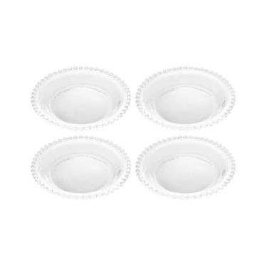 Imagem de Conjunto de Pratos para Sobremesa Wolff Pearl Transparente 14 cm - 4 Peças