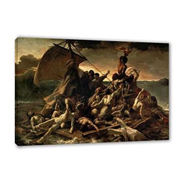 Imagem de The Raft of the Medusa por Theodore Gericault - Impressão de pintura de arte famosa em tela - reprodução de imagem giclée - decoração de parede em tela emoldurada de madeira para parede de casa 80 x