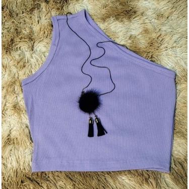 Imagem de Cropped Mula Manca na Ribana Canelada - Majestic Store, Lilás, M