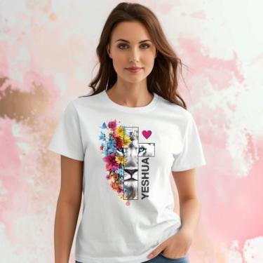 Imagem de Camiseta Feminina T-shirt 100% Algodão Estampas Religiosas Moda Cristã