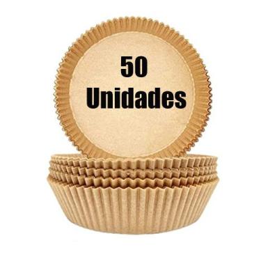 Imagem de Kit 50 Forma Redonda Protetor Para Fritadeira Elétrica Airfryer Papel 