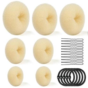 Imagem de (Golden) - Donut Hair Bun Maker, TsMADDTs Ring Style Bun Maker Set with 7 Golden Hair Bun Makers 5 Hair Ties 20 Bobby Pins for Chignon Hair Styles
