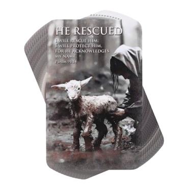 Imagem de Dicksons He Rescued Psalm 91:14 4 x 2,5 polegadas cinza cartolina papel bolso marcador de livro conjunto de 12