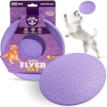 Imagem de Yomp Brinquedo para cães FetchFlyer MAX – borracha durável, aro aderente, folheto texturizado para buscar e brincar, pode ser lavado na lava-louças