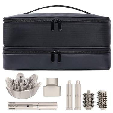Imagem de BAQRAXIA Estojo de transporte de viagem para secador de cabelo Shark Flexstyle Dyson escova airwrap dupla camada acessórios de cabelo ferramentas bolsa de armazenamento para secador de cabelo Revlon