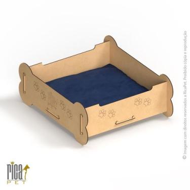 Imagem de Cama Para Cachorro Gato Caminha Pet Luxo Madeira Colchão - Ricapet, Az