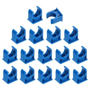 Imagem de uxcell 16 peças de grampos de tubo de água de PVC, fivelas de mangueira de tubulação em forma de U, suporte de tubo de irrigação para diâmetro externo de 16 mm para bandejas de TV, tubulação, tubo de