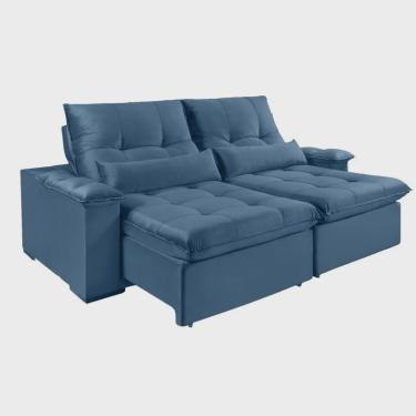 Imagem de Sofá Retrátil e Reclinável Montes Matos sete 4 lugares 250cm Azul Marinho