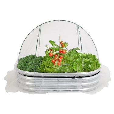 Imagem de Canteiro elevado galvanizado 10 x 5 x 3 cm com cobertura de argola de estufa em cúpula, plantador de estufa com rede de plantas, cobertura geada de plantas, rede de proteção solar, estufa de filme PE,