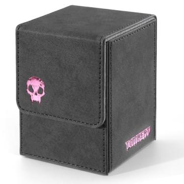 Imagem de tombert 150+ Premium Deck Box for MTG, PTCG, Large Capacity with 2 Dividers, Fits 150+ Sleeved Cards TCG Trading Card Games (Pink & Black)
