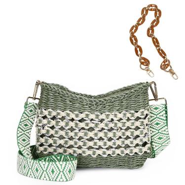 Imagem de Bolsa tiracolo Herald feita à mão Straw Pocketbook Green Women