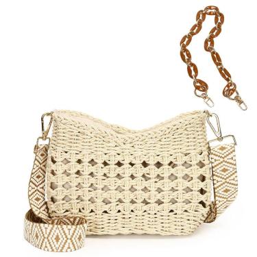Imagem de Bolsa tiracolo Straw Pocketbook Herald Small para mulheres bege