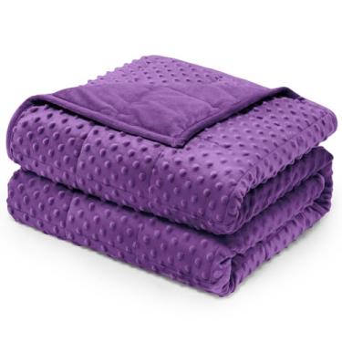 Imagem de Wemore Cobertor ponderado de bolinhas para adultos Queen Size 6,8 kg, cobertor pesado macio para alívio do estresse e promoção do sono, cobertor respirável para todas as estações com contas de vidro,