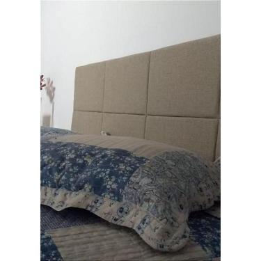 Imagem de Cabeceira Estofada Queen 8 Blocos Não é Segredo Linho Palha 160x60