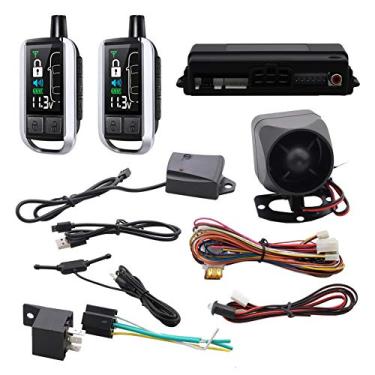 Imagem de Sistema de alarme de carro EASYGUARD EC206-A de 2 vias com tela de pager LCD recarregável sem chave Alarme de entrada Aviso Remoto Tronco Liberação 868Mhz DC12V