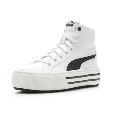 Imagem de PUMA Tênis infantil unissex Kaia 2.0 Mid, Branco/preto, 6.5 Big Kid