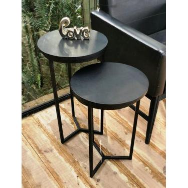 Imagem de Mesa Lateral de ferro - Mesinha Canto - Apoio Esquinas - Kit com 2 - P