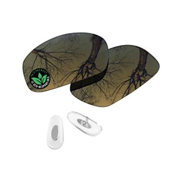 Imagem de Raydi Lentes de reposição de policarbonato e protetores de nariz para óculos de sol retangulares RayBan RB3445 61 mm - Bronze Dourado espelhado - Polarizado