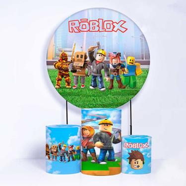 Imagem de Kit Painel de Festa Redondo e Trio de Cilindros Roblox Tema 2 - Fera Print