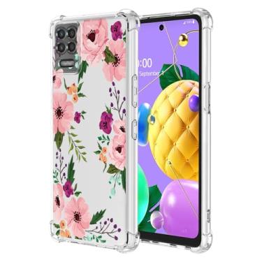 Imagem de RRXSYXL Capa para LG K52, LG K62, LG Q52, LG K62 Plus com estampa floral transparente, capa macia à prova de choque para LG K52, LG K62, LG Q52, LG K62 Plus, flor de cerejeira