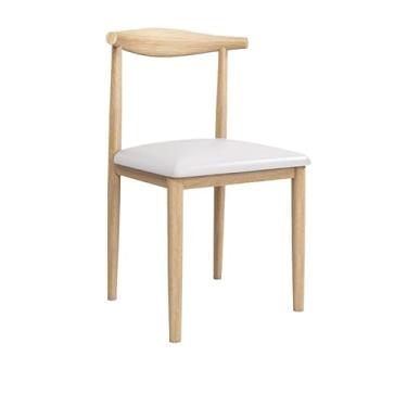 Imagem de Cadeira de jantar ergonômica com acolchoamento confortável e design resistente (cinza [almofada de couro branco])