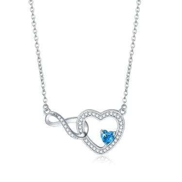 Imagem de Exqele Colar de coração para mulheres, pingente de coração infinito, colar de pedra de nascimento de cristal personalizado, presentes de aniversário de formatura para mãe, esposa, filha, namorada