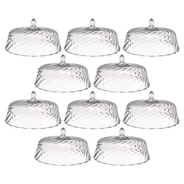 Imagem de Kit 8 Cúpulas para Bolo de Plástico 30cm Transparente Tortas Doces Confeitaria Hotel Cr...