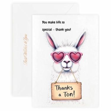 Imagem de MAGJUCHE Cartão de agradecimento para neta – Selo e envelope de cera elegante, papel de 300 g/m², impressão vívida de 600 DPI, 12 x 17 cm, design de lhama