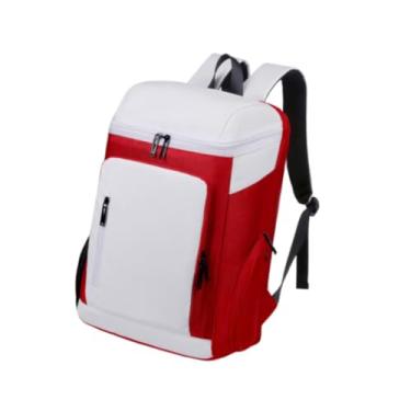 Imagem de simhoa Mochila de tênis com mochila de ginástica de badminton de compartimento de sapatos para homens e mulheres viajam ao ar livre, Vermelho Branco