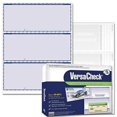 Imagem de VersaCheck Cheques seguros – 750 cheques corporativos em branco – Premium azul – 250 folhas #3000 – 3 por folha