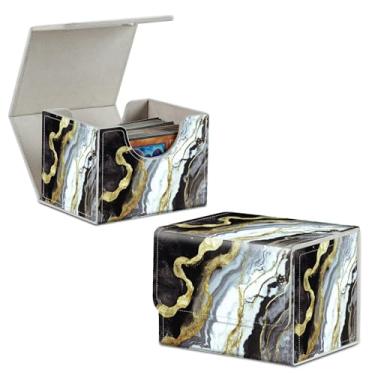 Imagem de DIGTIALL Black Gold Marble Theme Turtle Theme Card Deck Box Trading Cards with Strong Magnet Commander Deck Box Storage Magic Premium Case Cover for TCG CCG Magic Cards