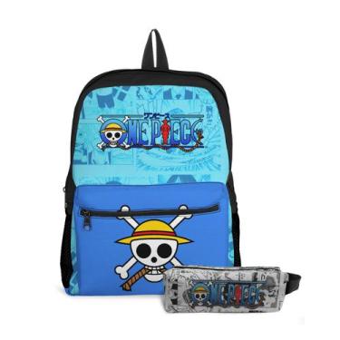 Imagem de Kit Escolar Infantil Mochila com Bolso e Estojo Estampa Piratas Chapéu