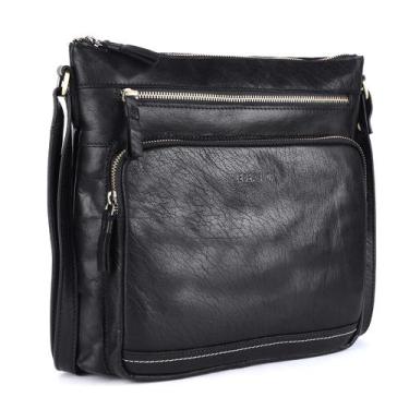 Imagem de Bolsa transversal LEDERBUCK Olga Large de couro macio preta