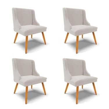 Imagem de Kit 4 Cadeiras Estofadas Para Sala De Jantar Pés Palito Lia Veludo Cinza - Ibiza