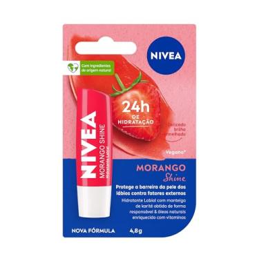 Imagem de NIVEA Hidratante Labial Morango Shine 4,8g - Cuidado intensivo para seus lábios, hidratação prolongada, delicioso aroma de morango, pigmentos brilhantes e cor delicada