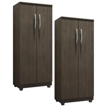 Imagem de Kit 2 Armários Organizador Multiuso Rosana 2 Portas Castanho - Ajl Móveis