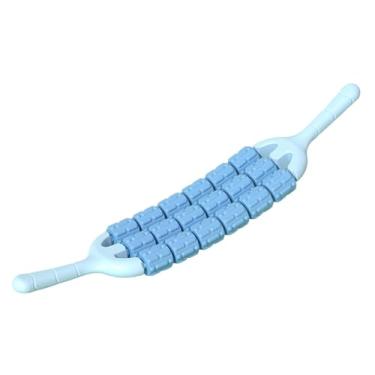 Imagem de rockible Rolo de massagem com bastão, rolo muscular, três fileiras, treinamento, ferramenta portátil de massagem para coxas, panturrilhas, costas, nádegas, Azul
